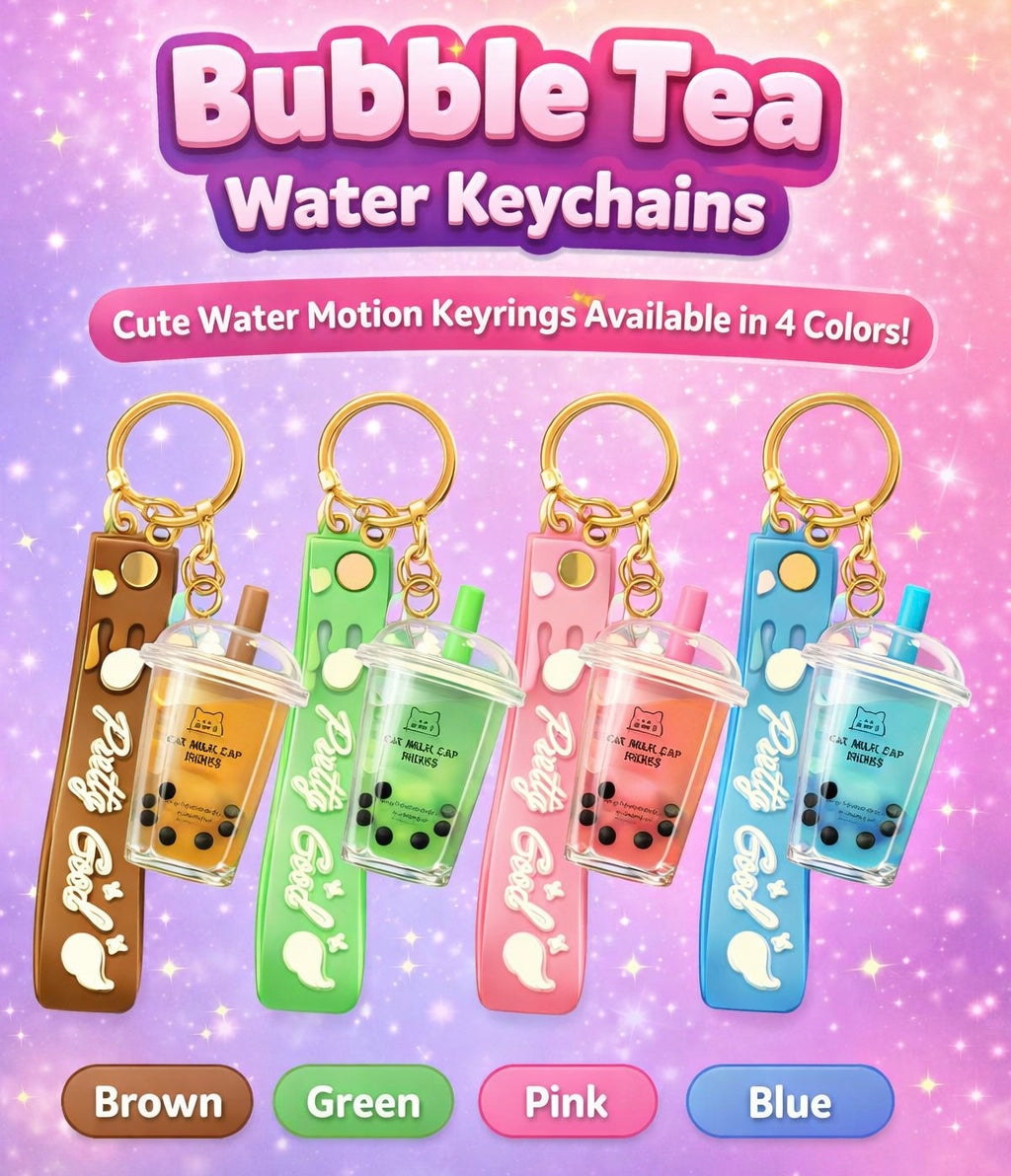 Bubble Tea Water Motion Keychains – Cute Boba Keyring