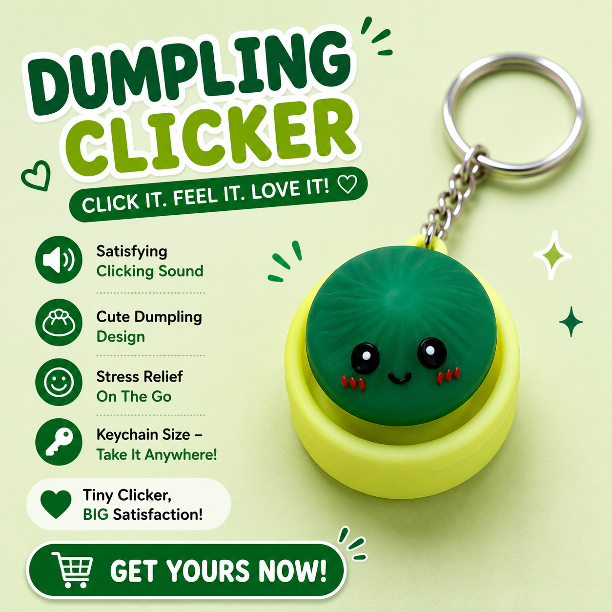 Cute Dumpling Clicker Keychain | Fidget Toy | Stress Relief Keychain | Pocket Clicker | Sensory Gift